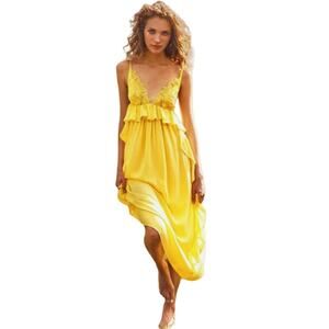Fleur Du Mal Lily Lace Ruffle Silk Maxi Dress